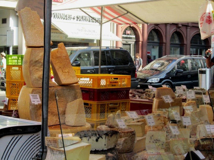 Cheese being sold in the marktplatz